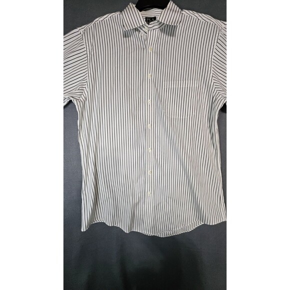 Men’s Jos. A. Bank Traveler’s Collection Black White Stripe Shirt - Size 16-35 - Picture 1 of 6